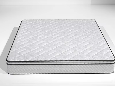 Clean White Mattress With Diamond Stitching And Black Border Design 3d model