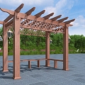 Flower Rack Vine Rack Corridor Rack Wooden Flower Rack 3d model