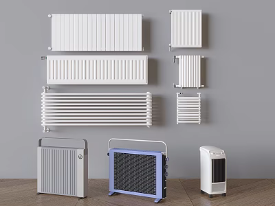 Different Types Of Modern Radiators With Wall Mounted And Floor Standing Designs 3d model