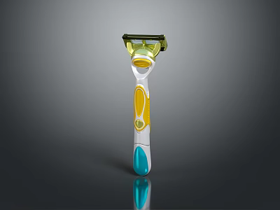 Modern Colorful Razor With Green Head Yellow Accents And Blue Handle Grip 3d model