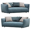 Blue Upholstered Sectional Sofa With Light Gray And Beige Pillows Modern Design 3d model