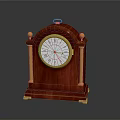 Classic Red Wooden Mantel Clock With Gold Accents And Roman Numeral Dial Design