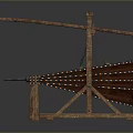 Ancient Medieval Siege Engine With Wooden Frame Chain Mechanism And Spikes