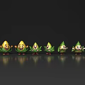 Cartoon Corn Themed Decorative Ornament Set With Various Expressions And Green Leaves