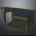 Rustic Wooden Pallet Structure With Blue Panel Green Frame And Colorful Accents