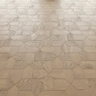 Wooden Floor Parquet Components With Hexagonal Pattern And Natural Grain Texture 3d model