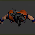 3D Animated Character Model With Red Martial Arts Uniform Blue Belt And Black Spiky Hair