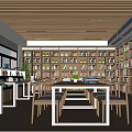 Book Art Inspired Modern Library Interior With Wooden Shelves And Books