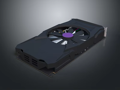 Black Computer Graphics Card With Central Cooling Fan And Sleek Design 3d model