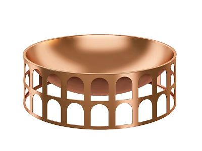 Elegant Copper Round Tableware Set With Modern Arch Cutout Design Details 3d model
