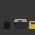 Household Storage Boxes with Black White Red and Yellow Lidded and Crate Designs