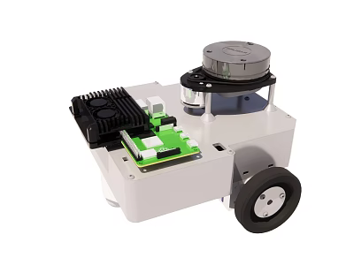 Smart Machine With Wheels Circuit Board Green Electronic Components And Sensor Module 3d model