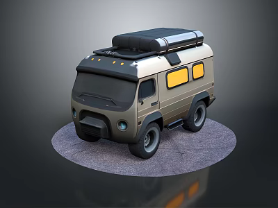 minibus minivan driverless bus school bus van box car 3d model