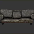 Patterned Three Seater Sofa With Accent Pillow And Wooden Base Design