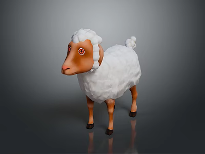 Cartoon Style Sheep Toy With White Wool And Brown Head Legs On Gray Background 3d model