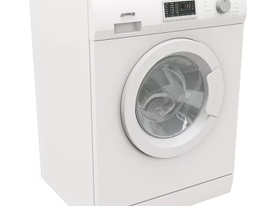 Modern White Front Loading Washing Machine with Transparent Door Digital Display and Control Panel 3d model