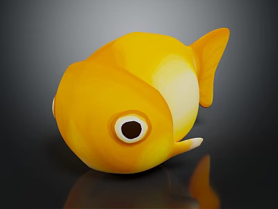 Cute Yellow Aquatic Animal Fish with Big Round Eyes and Rounded Body 3d model