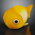 Cute Yellow Aquatic Animal Fish with Big Round Eyes and Rounded Body