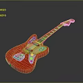 Red Glittery Electric Guitar With Shiny Body Chrome Pickups And Smooth Wooden Neck
