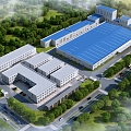 Bird's-eye view of modern factory building area 3d model