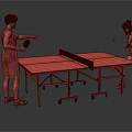 Two People Playing Table Tennis With Rackets On Indoor Table