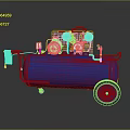 Blue Mobile Industrial Equipment Tank With Mechanical Gauges Pipes And Wheels