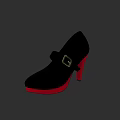 Stylish Black High Heel Shoes With Red Sole And Gold Buckle Design