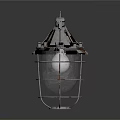 Industrial Rustic Furniture Lamp With Weathered Metal Cage And Handle Top