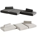 Modular Sectional Sofa with Two Tone Gray Fabric Modular Design Cushions and Backrests 3d model