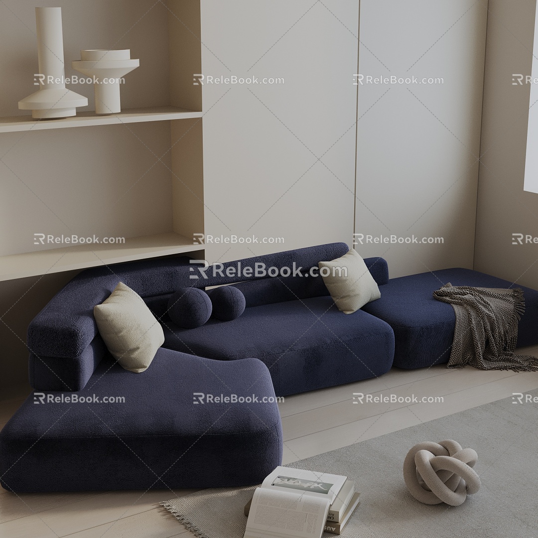 Modern three-seat sofa 3d model