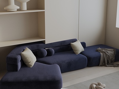 Modern three-seat sofa 3d model