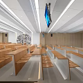 Modern School Classroom Interior With Desks And Screens