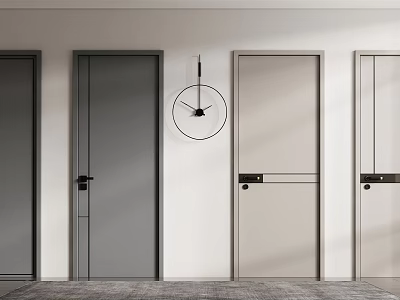 Modern Minimalist Hinged Doors In Neutral Tones With Sleek Design And Handles 3d model
