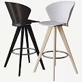 Modern Design White and Black Bar Stools with Wooden Legs and Metal Footrests