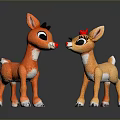 Cute Plush Reindeer Toys Orange Light Orange With Big Eyes Red Bow