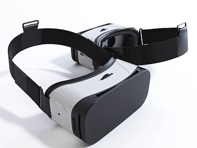 White And Black VR Headset Design With Comfortable Strap And Visor 3d model