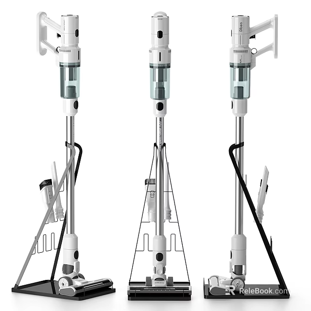 Three White Household Electrical Appliances With Adjustable Height And Detachable Tools 3d model 