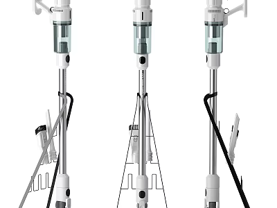 Three White Household Electrical Appliances With Adjustable Height And Detachable Tools 3d model