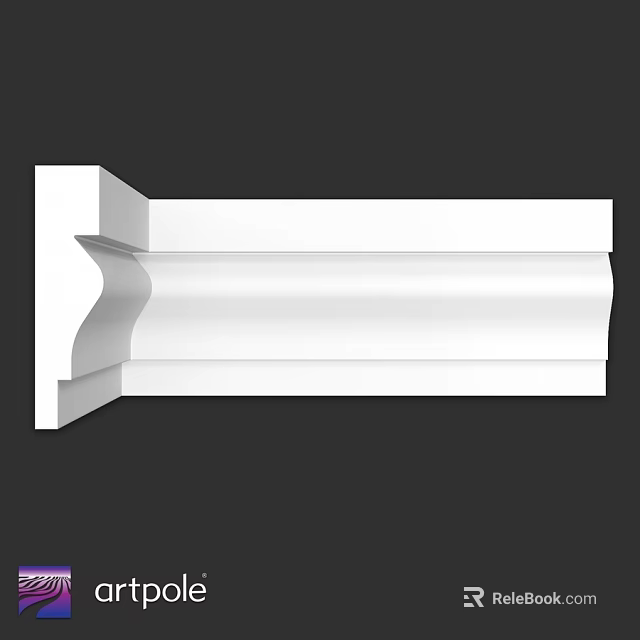 Elegant White Decorative Architectural Molding With Curved Profile And Layered Structure 3d model 