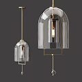 Modern Pendant Lights With Transparent Glass Shades Golden Metal Frames Two Sizes Cylindrical Bulbs