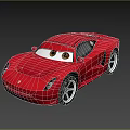 Red Sports Car With Cartoon Eyes And Sleek Shiny Exterior Body Design