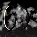 Perfect Photo Spot With Colorful Neon Circular Rings And Smoke Effect