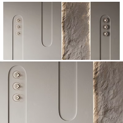 Modern Bed Accent Wall With Decorative Buttons And Textured Panels 3d model