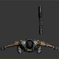 Female Combat Game Movie Character With Tactical Vest Knee Pads And Wrist Guards