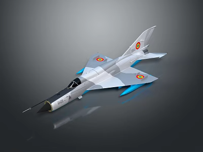 Detailed Model Aircraft With Gray White Paint Red Emblems On Wings And Blue Components 3d model