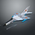 Detailed Model Aircraft With Gray White Paint Red Emblems On Wings And Blue Components