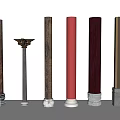 Decorative Columns Featuring Various Styles Colors Base And Capital Designs For Interior 3d model
