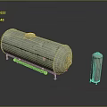 Rusty Metal Storage Tanks In Large And Small Sizes With Reflective Base And Dark Background