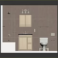 Modern Bathroom Interior With Bathtub Shower Toilet Sink Vanity And Mirror Cabinet