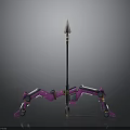 Purple Mechanical Structure With Long Rod Spiked Top And Mechanical Leg Support Base